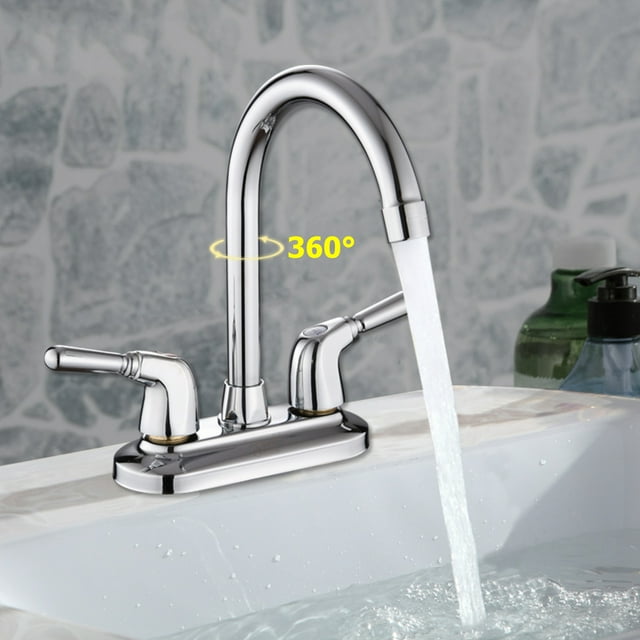 Novashion 360° Rotates Mixer Tap for Kitchen Faucet Double Holes and Handles Sink Faucet Basin Sink Mixer Water Tap