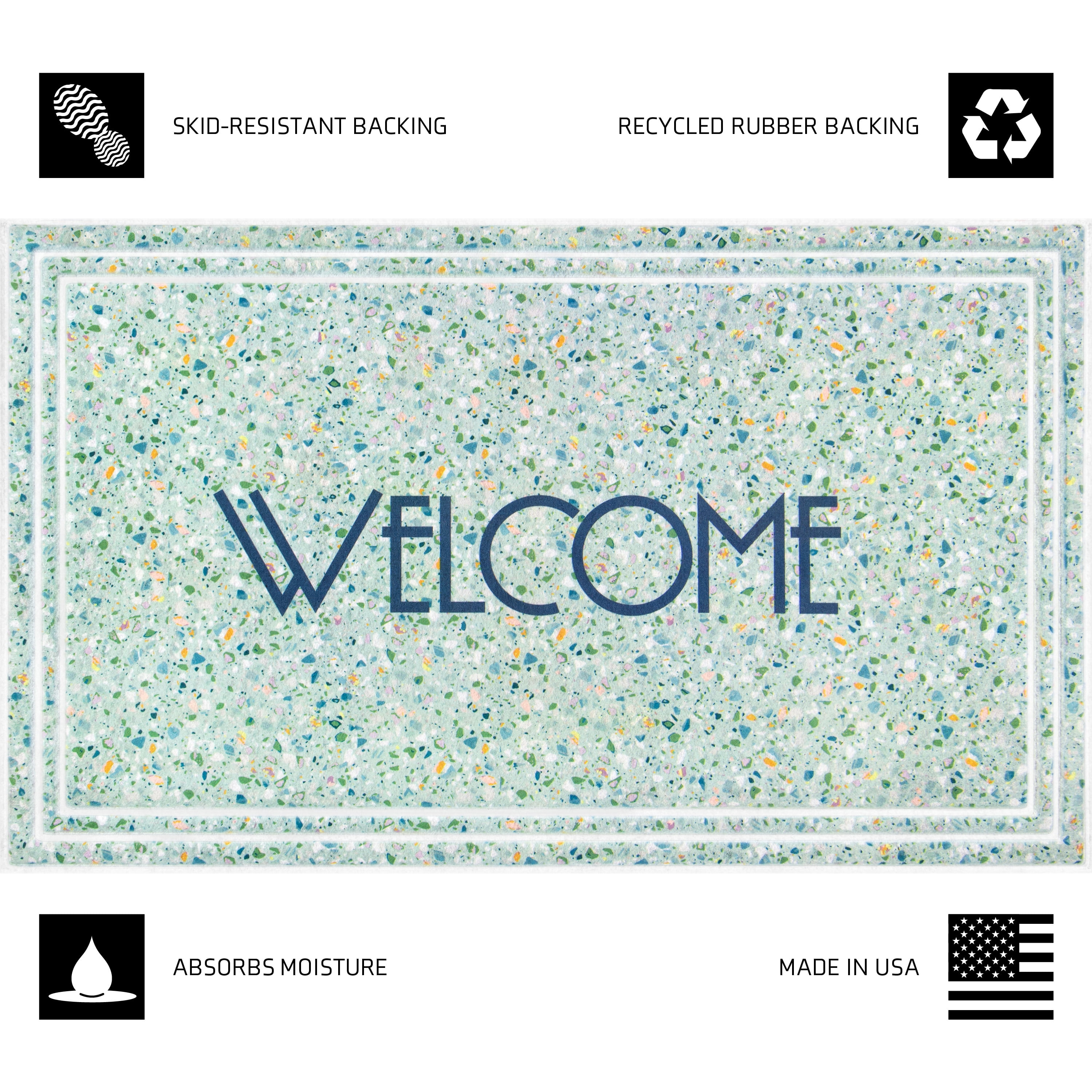 Apache Mills Fashionables Deluxe Modern Terrazzo Welcome Indoor/Outdoor Doormat, 1.5' x 2.5'