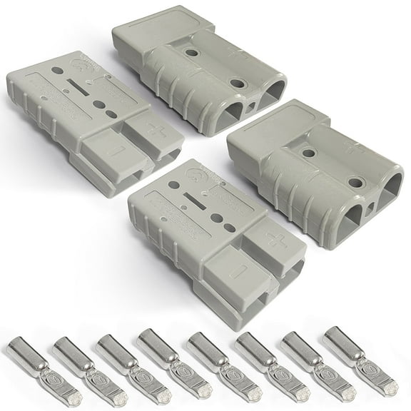 Lyn666 6-10 Gauge Battery Quick Connector 50A 12-36V Battery Quick Disconnect Battery Quick Wire Harness Plug Kit for Car Bike ATV Winches Lifts Motors More (4pcs,No Dust Cover,Grey)
