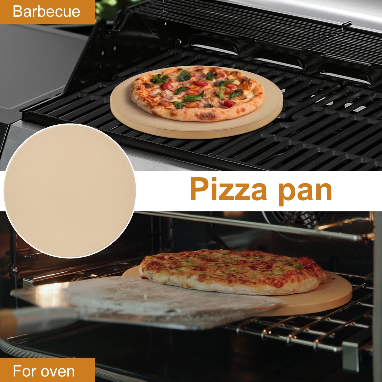 Homelife Cordierite Pizza Stone for Oven And Grill Square Baking Sheet Thermal Shock Resistant Cooking Stone Multi-Purpose Round Pizza Pan for Pizza Bread Biscuits