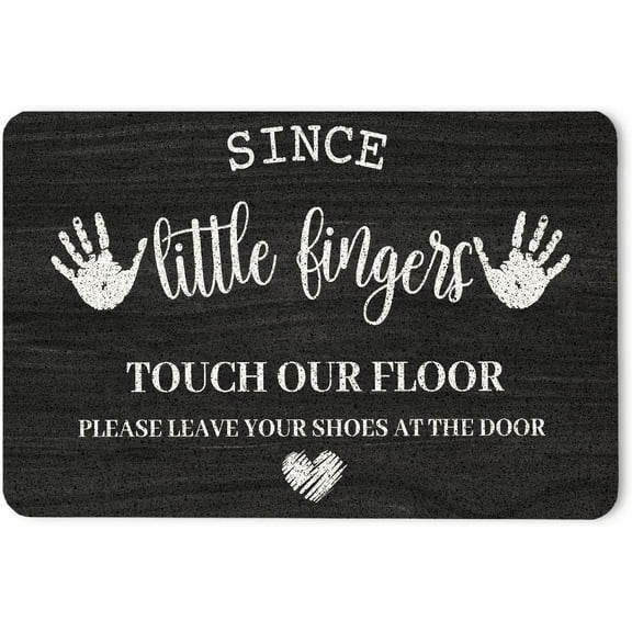 Since Little Fingers Touch Our Floor Please Leave Your Shoes at The Door Mats for Front Door Entry Front Porch Doormat Non-Slip Carpet Rugs Floor Mat Decorative for Home Bathroom Indoor 16x24 Inch