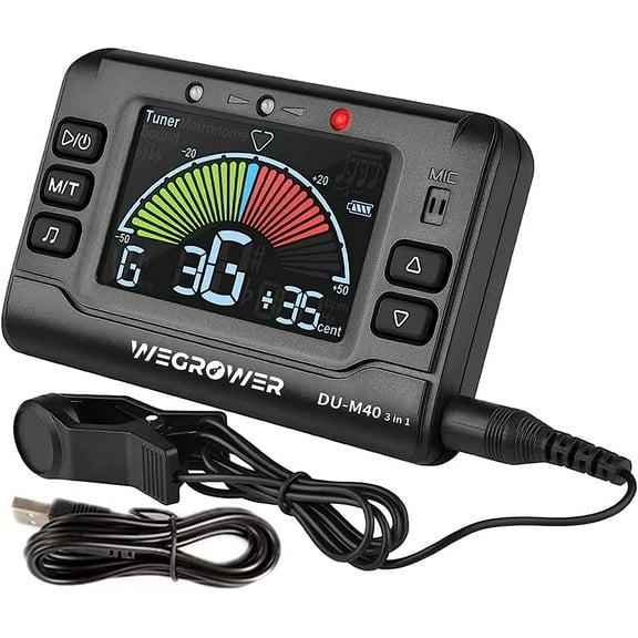 Metronome Tuner, Rechargeable 3 In 1 Digital Metronome Tuner Tone Generator for Guitar, Bass, Violin, Ukulele and Chromatic,Clarinet, Trumpet, Flute, Tuners for All Instruments