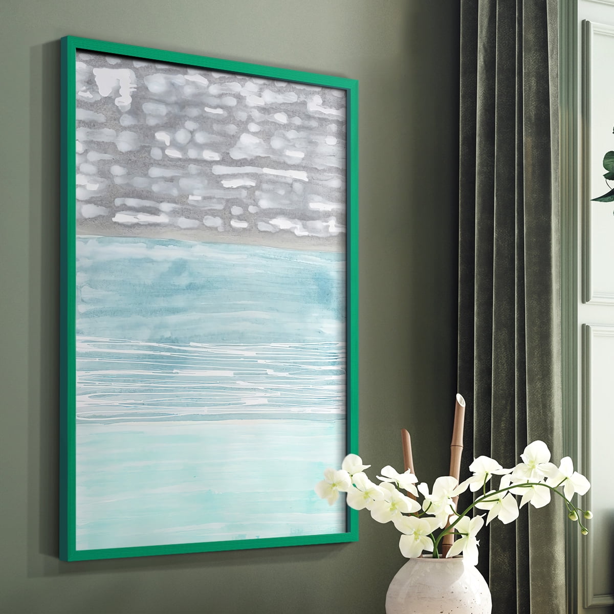 Hydrusphere II Framed Print in Green Solid Wood Framed Print No Nail Hanging