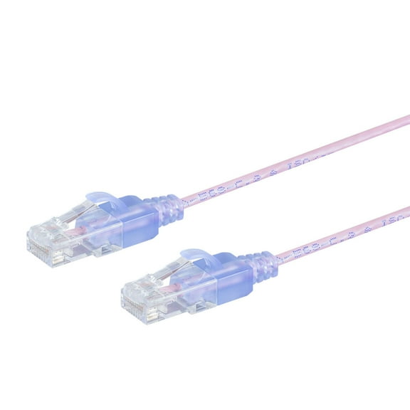 Monoprice Cat6A Ethernet Patch Cable 5-Pack - 3 Feet - Pink | Snagless, RJ45, 550MHz, UTP, Pure Bare Copper Wire, 10G, 30AWG  - SlimRun