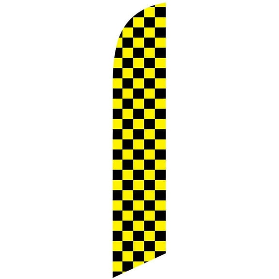 Yellow and Black Checkered Dealership Feather Banner Flag, Replacement Flag Only