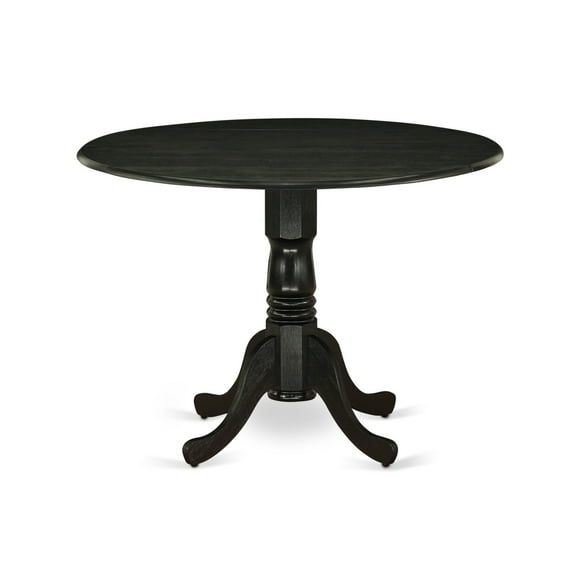 Round Pedestal Wood Table - Kitchen Dining Table with Black Finish - Modern Simple Design