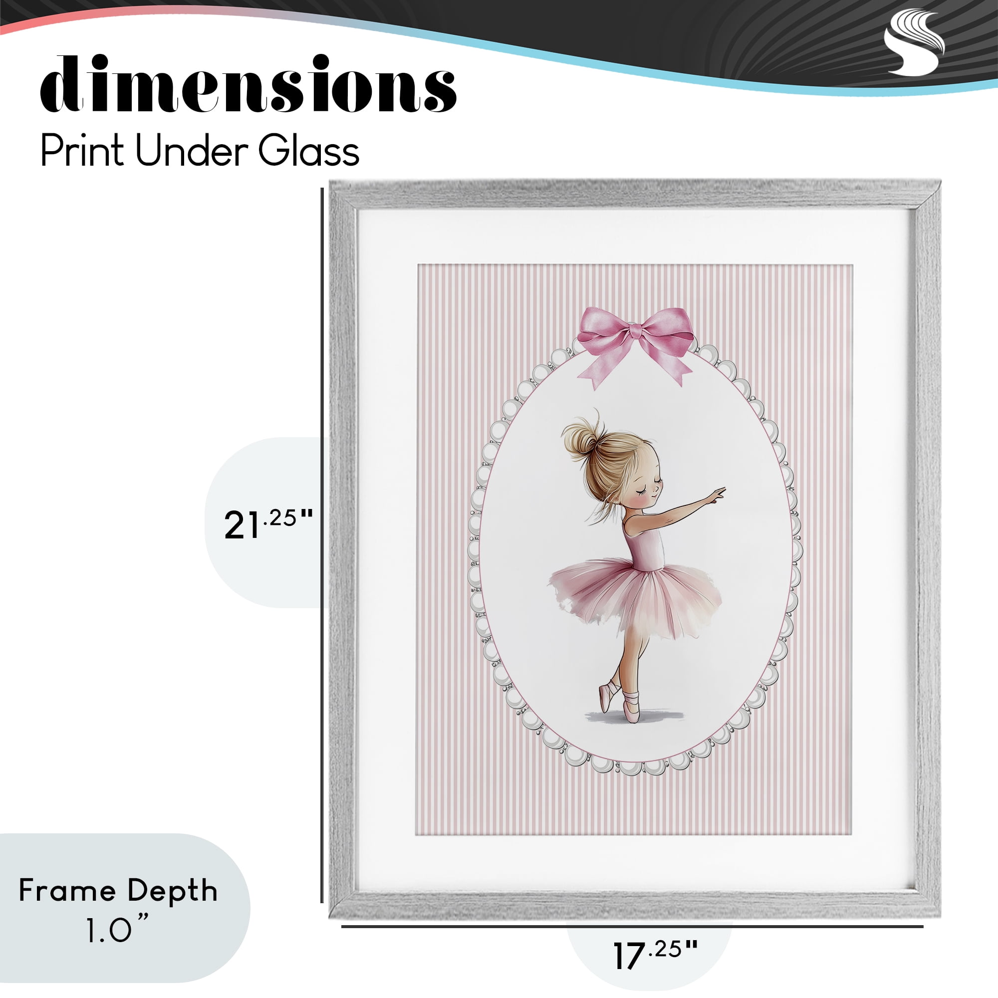 Stupell Industries Blush Pink Ballerina Gray Framed Print Under Glass, design by Christine Simpson Art