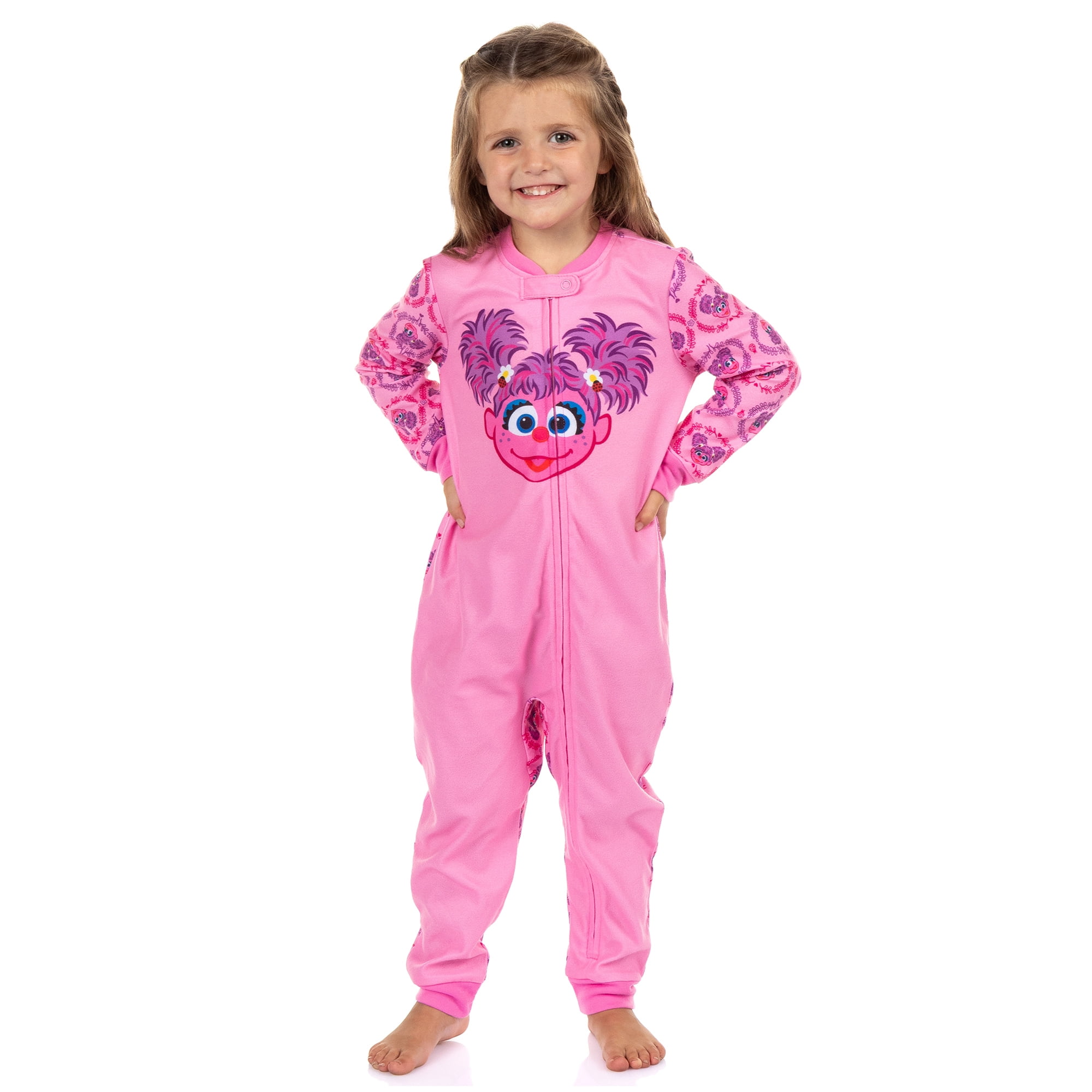 Sesame Street Pajamas Abby Toddler Girls' Front Zip Fleece Footless Sleeper