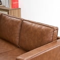 thumbnail image 5 of 81" Leather Sofa for Living Room, Mid-Century Modern Couch with Deep Seats, Brown Faux Leather Couch, 3 Seat Sofa with Removable Cover for Apartment, Office, Brown, 5 of 7