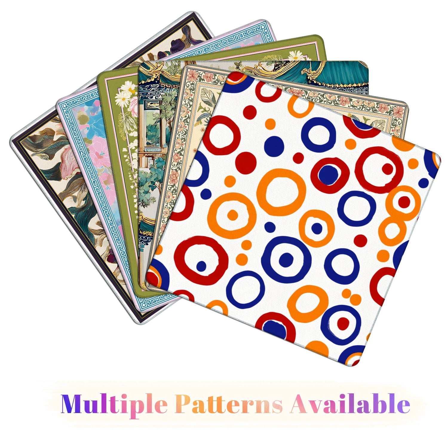 Mahjong Mat 31.5" x 31.5" Colorful Abstract Red Blue Orange Circles White Non-Slip Noise Reduction American Mahjong Tiles Table Cover for Dominoes Poker Card Board Games Gift