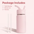 thumbnail image 3 of Daluvenix 12oz Insulated Kids Water Bottle with Straw and Carry Handle, Leak-Proof BPA-Free Stainless Steel Bottle, Pink, 3 of 10