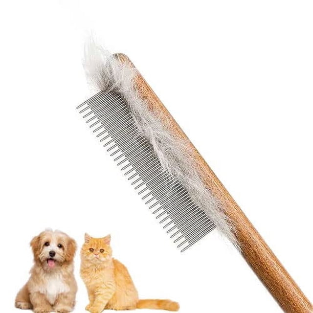 Peigne en Bois pour Chats, Chiens et Lapins - Outil de Toilettage Professionnel pour Cheveux Longs et Courts - Brosses Anti-Rayures pour Démêlage et Contrôle de la Perte de Poils Quotidien