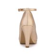 thumbnail image 3 of BLISSFUL STEP Women' Shoes Round Toe Stiletto Heel Ankle Strap Pumps Rose Gold 6.5, 3 of 9
