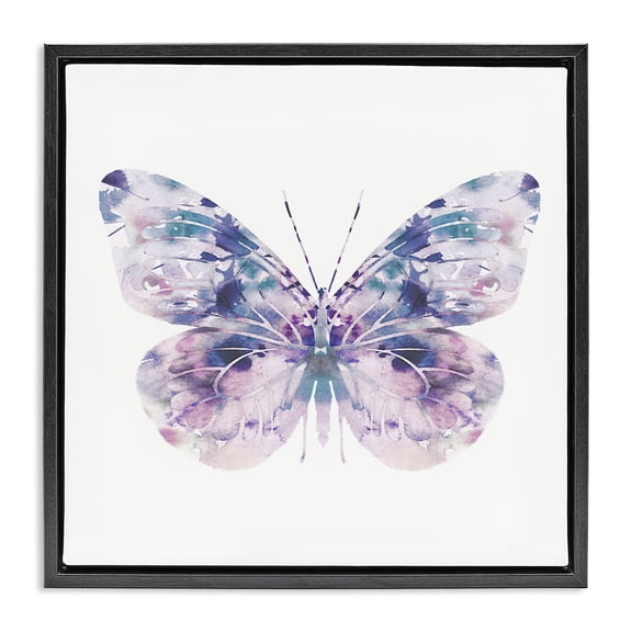 Stupell Industries Delicate Purple Butterfly Wings Animals & Insects Painting Black Floater Framed Canvas Art Print Wall Art, 18 x 18