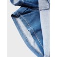 thumbnail image 5 of Falda vaquera para mujer, cintura alta, cordón de ajuste, ribete en contraste, falda vaquera rasgada, azul medio, XX-Large, 5 of 5