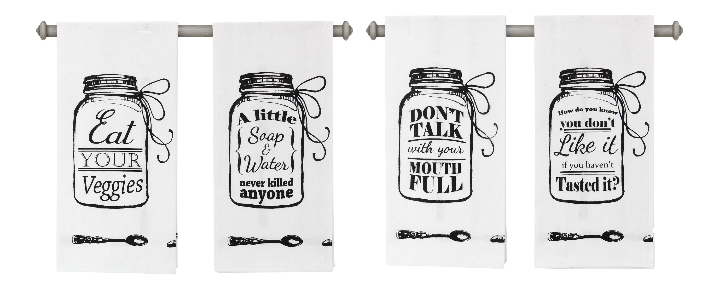 Canning Jar With Words Of Wisdom White Fabric Tea Towels Set Of 4 Walmart Com