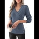 thumbnail image 1 of Suéteres de Larga con Cuello en V para Mujer, Suéteres Cruzados y Fruncidos, Blusas de Otoño Azul Marino S, 1 of 8