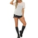 thumbnail image 2 of INSPIRAR CHIC Blusa de Fiesta de Mujer con Manga Corta Transparente y Estrellas Metálicas Brillantes en Color Blanco, 2 of 5