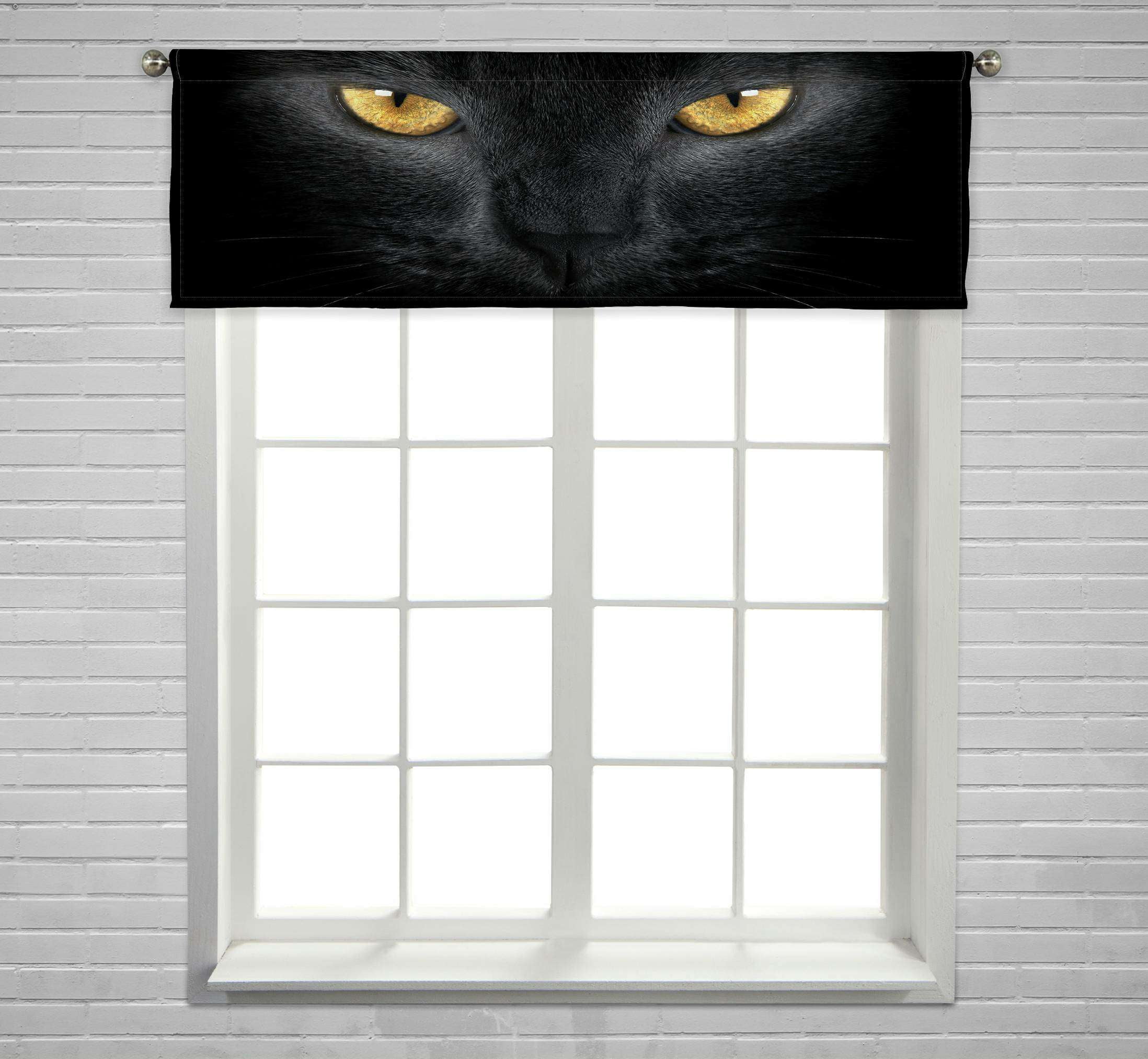 ECZJNT Black Cat Window Curtain Valance Rod Pocket Size 54x18 Inch