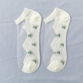 thumbnail image 4 of 5 Pairs Cotton Women's Floral Embroidered Sheer Socks Breathable Glass Yarn Ankle Socks with Sole, 4 of 4