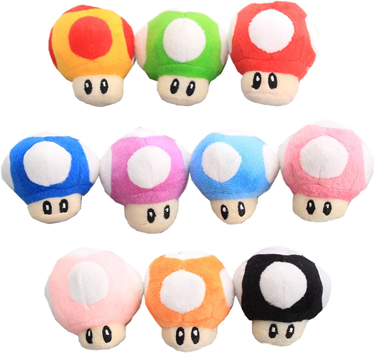 uiuoutoy Super Mario Bros. 10pcs Mushroom Plush Keychain Decoration