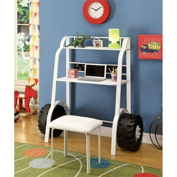 Furniture Of America Ramirez Traditional Metal Kids Desk With Stool In White Walmart Com Walmart Com