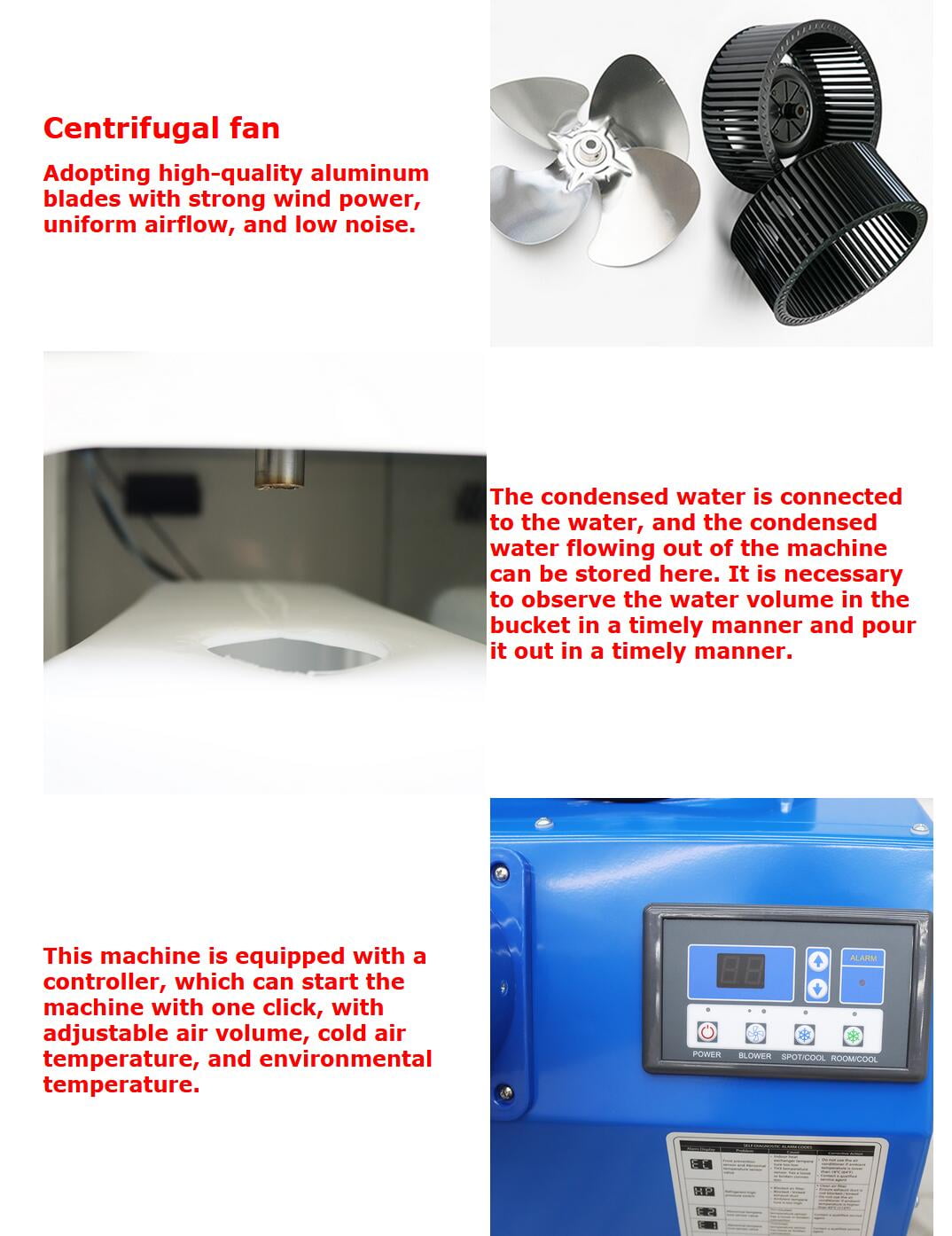 Single Tube Industrial Air Conditioner Portable Mobile Spot Cooler Refrigerant 110V 480m³/h Blue