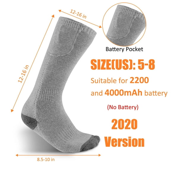 Htwon Rechargeable Heated Socks for Men Women,Washable Electric Warming Socks