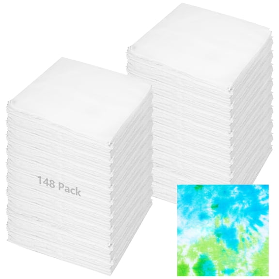 148 PCS Cotton Fabric Square, 10 x 10 in Pre-Cut White Fabric for Tie-Dye, Printing, Handicraft, Embroidery, Soft and Breathable, Precut Quilting Fabric for Custom Crafts Projects