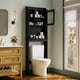 thumbnail image 1 of QinaQin Gabinete para baño sobre inodoro, de instalación libre, con repisas ajustables y puertas de vidrio templado, mueble MDF resistente al agua en color negro, 1 of 7