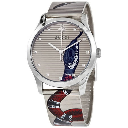 Gucci G-Timeless Contemporary Printed Snake Quartz Silver Dial Unisex Watch YA1264123