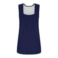 thumbnail image 4 of ZQGJB Summer Tank Tops for Women Loose Fit Pleated Square Neck Sleeveless Tops Cute Plain Tees Loose Fit Curved Hem Flowy Tunic Blouse Z01-Dark Blue M, 4 of 5