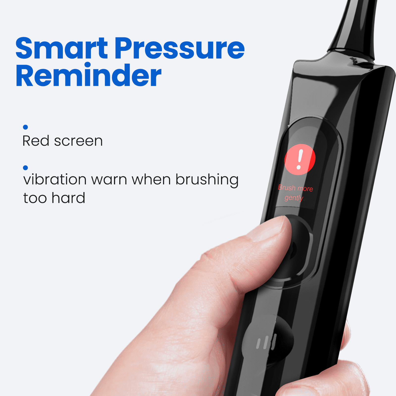 Marlincare Sonic Electric Toothbrush for Adults with Smart Display, Pressure Sensor, 180-Day Battery, 3 Intensity Levels & 5 Modes,Black