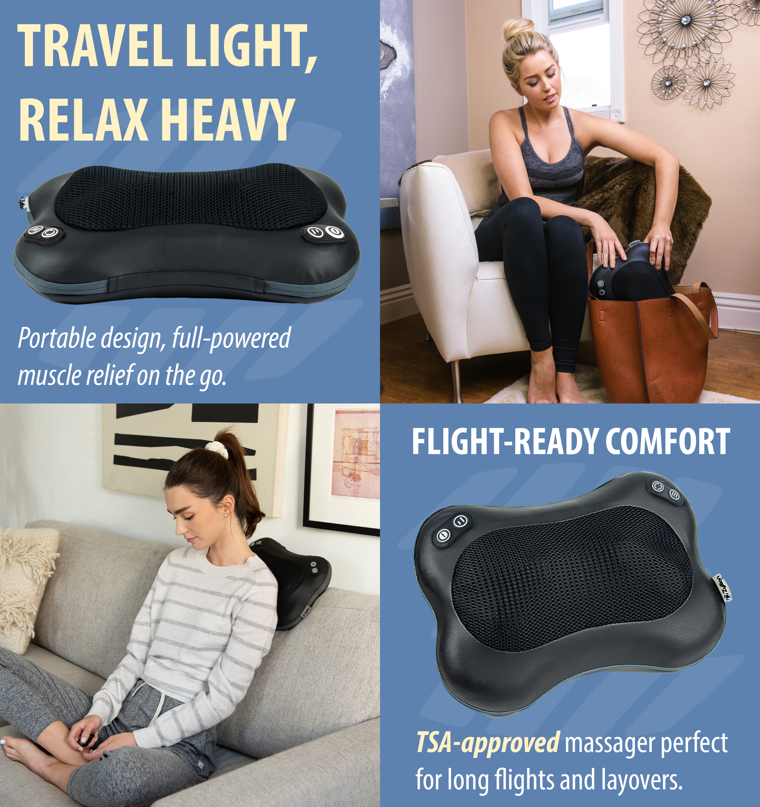 Zyllion Shiatsu Back & Neck Massager 3D Kneading 2-Speed Massage Pillow with Heat for Muscle Pain, Black