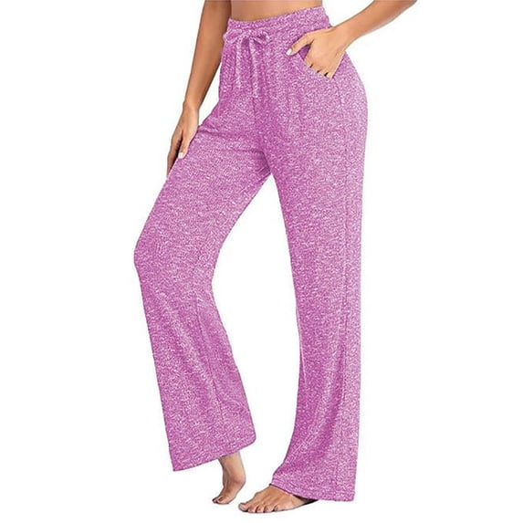 Womens Yoga Pants Wide Leg Lounge Pants with Pockets Drawstring Loose Long Workout Trousers