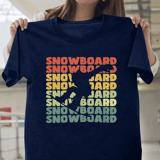 Silhouette Vintage de Planche à Neige pour Planche à Neige Hiver Graphique Rétro V17766 T-Shirt Unisexe, jusqu'à la Taille 5TG