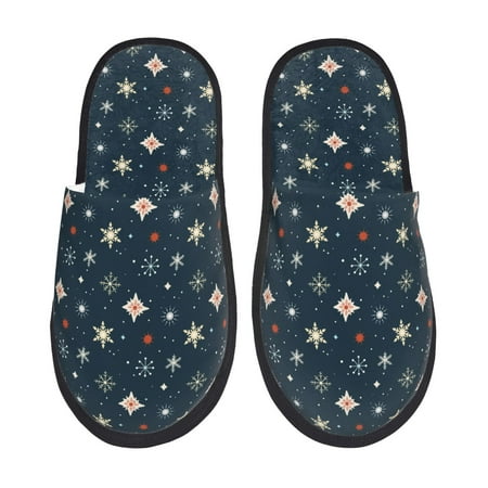 

Rateoe Christmas Snowflakes1 Pattern Fuzzy Slippers Fuzzy Soft House Slippers Plush Furry Warm Cozy Open Toe Fluffy Home Shoes-Medium