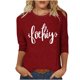 thumbnail image 1 of Mujeres Tres Cuartos de Manga Tops Día de la Mujer Impreso Cuello Redondo Blusa Suelta, Suéter de Manga Casual 3/4 para el Uso de Primavera Y Verano, 1 of 5