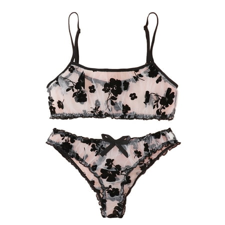 

Ma&Baby Women Lingerie Set Sheer Bra Set Bowknot Briefs Babydoll Bodysuit Sleepwear Suit