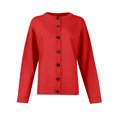 thumbnail image 2 of Women's Sweater Cute Fun Printing Sweater Fall And Winter Long Sleeve Knitted Sweater for Fall Winter Solid Color Basics,Red,L, 2 of 7