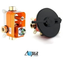 Aqua Rondo Matte Black 2-Way Rough-In Shower Valve,Cover Plate,Handle,Diverter