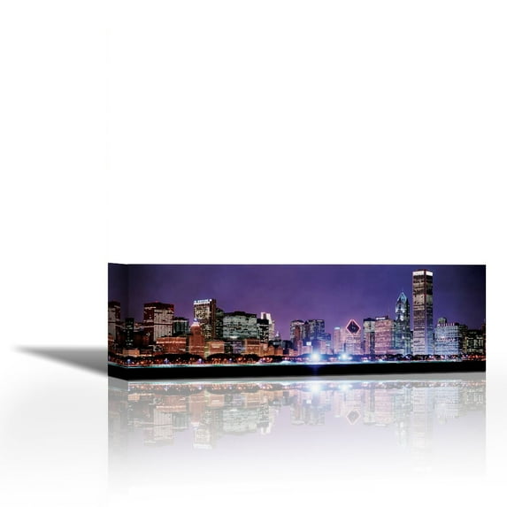 Chicago Skyline I - Contemporary Fine Art Giclee on Canvas Gallery Wrap - wall décor - Art painting - 27 x 9 Inch - Ready to Hang