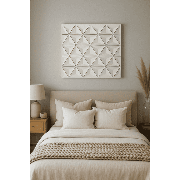 White Square Shape Handcrafted MDF Wall Decor – 16"x16" Elegant Home Accent