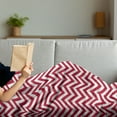 thumbnail image 3 of Chevron Soft Flannel Fleece Blanket, Classical Style Zig Zag Stripes Retro Revival Pattern with Simplistic Design, Cozy Plush for Indoor and Outdoor Use, 60" x 80", Dark Coral White, by Ambesonne, 3 of 5