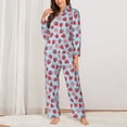 thumbnail image 2 of Hirioo Strawberries for Women's Pajama Sets 2 Piece Pjs Women's Long-Sleeved Pajama Set Button Down Sleepwear,S-XXL-X-Large, 2 of 7