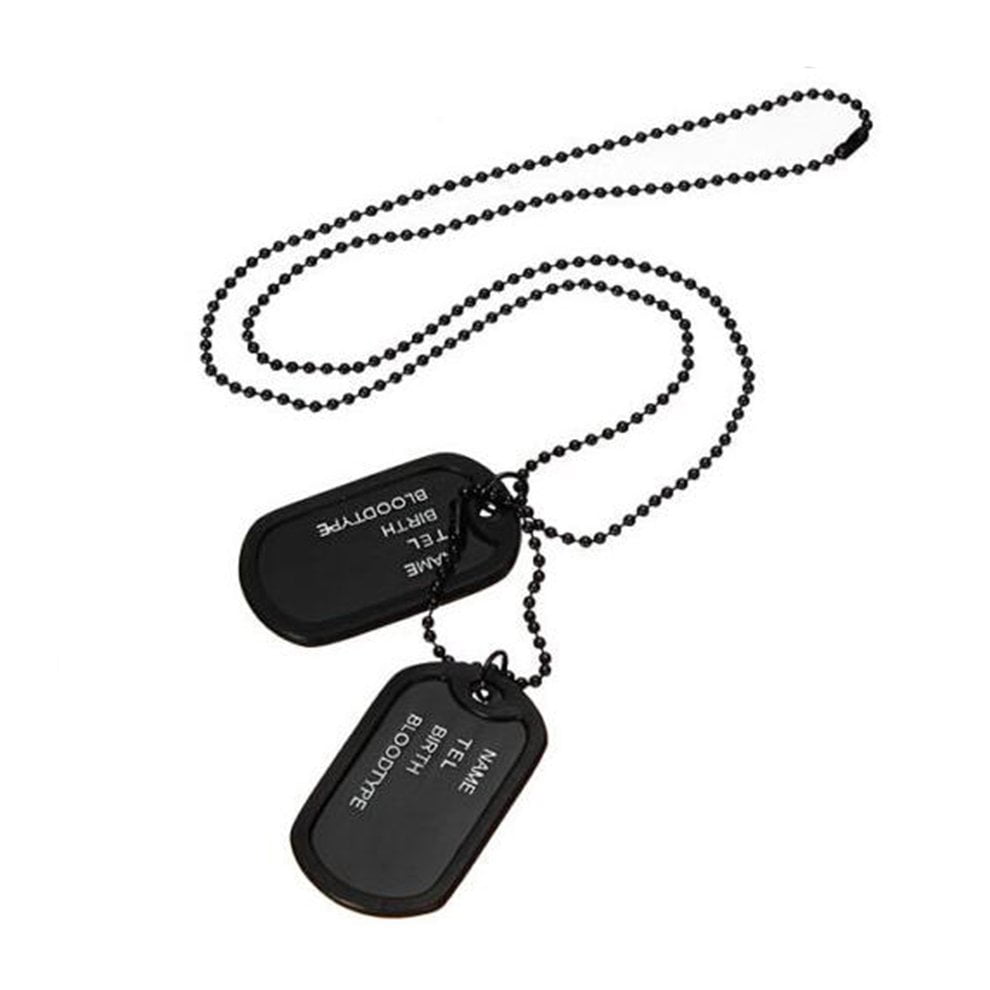 YSX Men Black Military Army 2 Dog Tags Chain Pendant Necklace N045