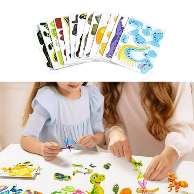 Dsseng 100 Puzzle 3D Cartoon Puzzle DIY Fun Creative Toy 3D Animal Puzzle Children‘s 3D Puzzle Cartoon Toy (4 Optional)