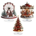 thumbnail image 2 of 3PCS Christmas Ferris Wheel Tree Carousel Decor,Christmas Centerpiece Ornaments 2D Flat Acrylic,With 360° Rotating Base,Village Houses Accessories,For Table Home Holiday Party Decoration, 2 of 9