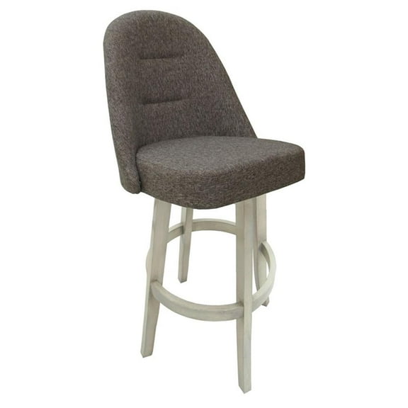 Swivel Bar Stool 30" M-235 Vivian Base - Mojave Gray Fabric - White Wood