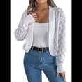 thumbnail image 2 of Suéteres Tipo Cárdigan para Mujer, de Crochet, con Frente Abierto, Chaqueta Corta, para Otoño e Invierno, con Mangas Farol. L, 2 of 10